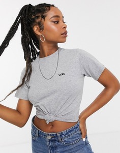 Серая футболка с маленьким логотипом Vans-Серый