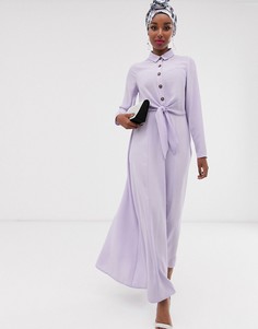 Платье-рубашка макси с пуговицами и завязкой ASOS DESIGN-Фиолетовый