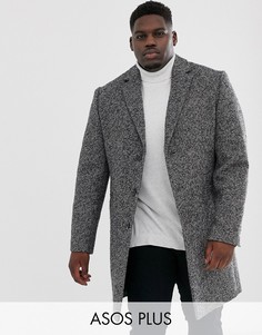 Серое фактурное пальто с добавлением шерсти ASOS DESIGN Plus-Серый