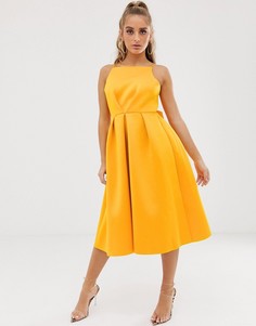 Платье для выпускного миди с бантом на спине ASOS DESIGN-Золотой
