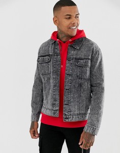 Черная джинсовая куртка-oversize с эффектом кислотной стирки ASOS DESIGN-Черный