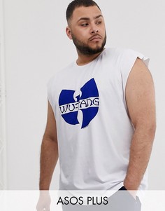 Oversize-футболка без рукавов с принтом \Wu-Tang Clan\" ASOS DESIGN Plus-Белый
