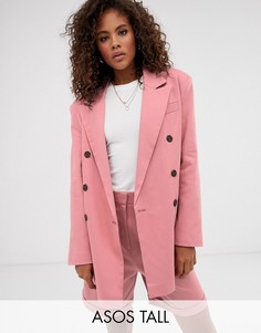 Двубортный oversize-блейзер ASOS DESIGN Tall-Розовый