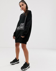 Платье с капюшоном и логотипом Love Moschino-Черный