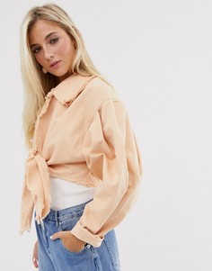 Джинсовая куртка с завязкой и oversize-рукавами ASOS DESIGN-Мульти
