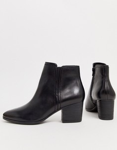 Кожаные ботильоны на среднем каблуке с округлым носком ALDO-Черный