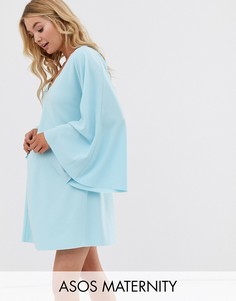 Платье мини с глубоким вырезом и рукавами клеш ASOS DESIGN maternity-Мульти