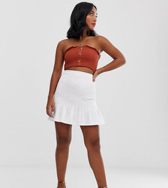 Мини-юбка с присборенной талией ASOS DESIGN Petite-Белый