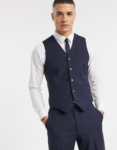 Темно-синий приталенный жилет ASOS DESIGN