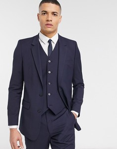 Темно-синий приталенный пиджак ASOS DESIGN