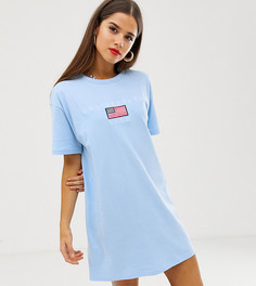 Платье-футболка в стиле oversize с вышитой надписью \Los Angeles\" Daisy Street-Синий