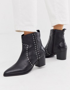 Черные кожаные ботинки в стиле вестерн с заклепками Dune-Черный