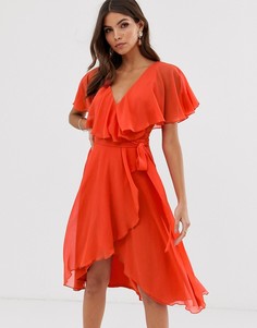 Платье миди с кейпом ASOS DESIGN-Красный