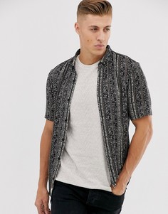 Черная рубашка с отложным воротником и ацтекским принтом River Island-Черный