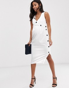 Платье миди с пуговицами ASOS DESIGN Maternity-Белый