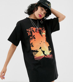 Платье-футболка с принтом Disney The Lion King x ASOS DESIGN-Черный