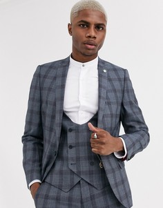 Синий супероблегающий пиджак в клетку Twisted Tailor
