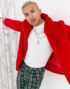 Красная куртка Харрингтон из искусственного меха ASOS DESIGN-Красный