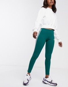 Зеленые леггинсы с тремя полосками adidas Originals adicolor-Зеленый