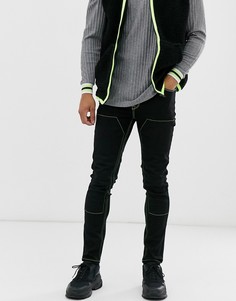 Черные джинсы скинни с неоновыми швами ASOS DESIGN-Черный