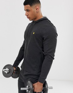Черный легкий меланжевый худи в спортивном стиле Lyle & Scott Fitness