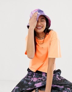 Неоново-оранжевая свободная футболка с высоким воротом ASOS DESIGN-Оранжевый