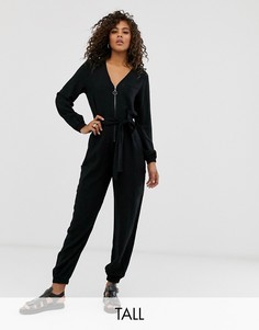 Комбинезон на молнии с карманами ASOS DESIGN Tall-Черный