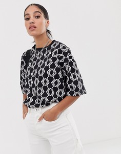 Свободная футболка с принтом ASOS DESIGN-Черный