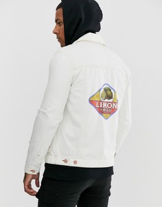 Белая джинсовая куртка классического кроя с принтом сзади ASOS DESIGN-Белый