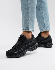 Черные кожаные кроссовки Nike Air Max 95-Черный