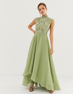 Платье макси с декоративной отделкой ASOS DESIGN-Мульти