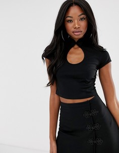 Топ с воротником в восточном стиле и вырезом (из комплекта) ASOS DESIGN-Черный
