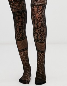 Кружевные колготки со вставками ASOS DESIGN-Черный