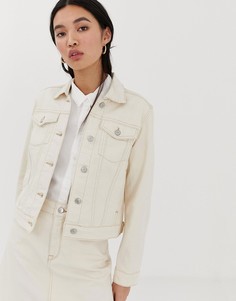 Джинсовая куртка с контрастной строчкой Selected Femme-Белый