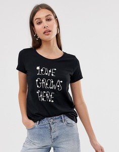 Футболка с надписью Only-Серый