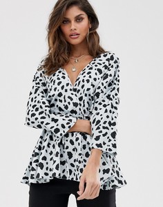 Топ с рукавами \летучая мышь\" и завязкой на талии ASOS DESIGN-Мульти