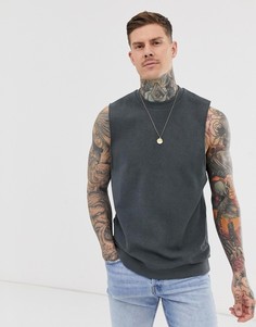 Свитшот без рукавов с заниженными проймами ASOS DESIGN-Серый