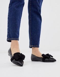 Черные балетки с острым носом и бантами ASOS DESIGN Ludo-Черный