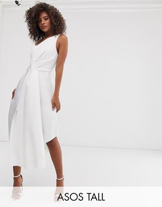 Платье миди на одно плечо для выпускного ASOS DESIGN Tall-Белый