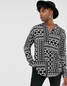 Длинная oversize-рубашка с принтом пейсли ASOS DESIGN-Черный