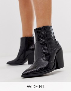 Черные ботинки в стиле вестерн для широкой стопы ASOS DESIGN Elliot-Черный
