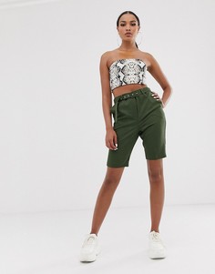 Шорты в строгом стиле с поясом ASOS DESIGN-Зеленый