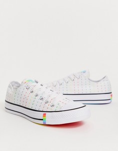 Белые кроссовки с изображением молний радужной расцветки Converse Pride Chuck Taylor Ox All Star-Белый