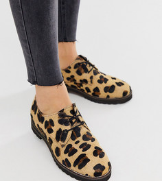 Кожаные туфли на плоской подошве для широкой стопы с леопардовым принтом ASOS DESIGN Virtual-Мульти