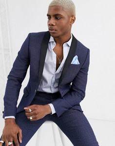 Синий супероблегающий пиджак-смокинг с вкраплениями Twisted Tailor