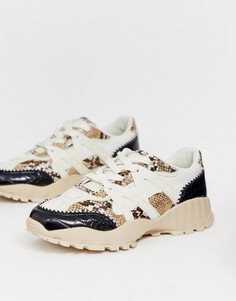 Черно-белые массивные кроссовки со змеиными вставками ASOS DESIGN - Desired-Мульти