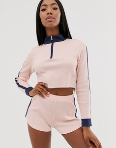 Комплект для дома из свитшота на молнии и шортов ASOS DESIGN-Мульти