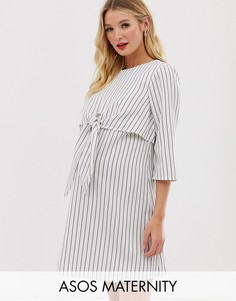 Платье мини в полоску с завязкой спереди ASOS DESIGN Maternity-Мульти