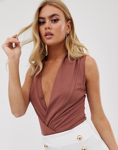 Боди без рукавов ASOS DESIGN-Коричневый