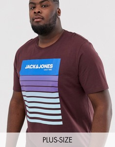 Бордовая футболка с принтом Jack & Jones Core-Коричневый